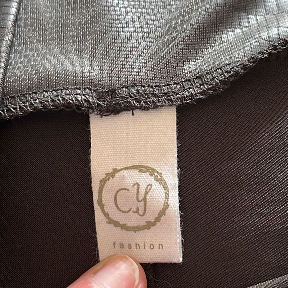 CY Fashion Black Snake Skin Faux Leather Leggings Small - Picture 4 of 6